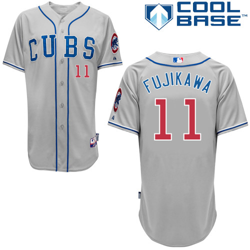 Kyuji Fujikawa #11 MLB Jersey-Chicago Cubs Men's Authentic 2014 Road Gray Cool Base Baseball Jersey